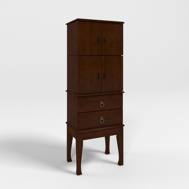 jeanine felt lined jewelry armoire in cherry 3Dモデル .c4d .max .obj .3ds .fbx .stl .blend 