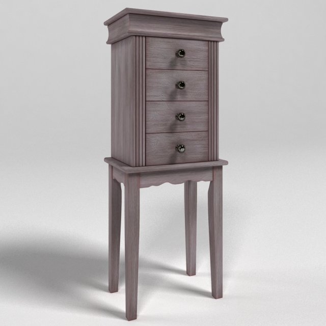 linda jewelry armoire in gray Modello 3D .c4d .max .obj .3ds .fbx .stl .blend 
