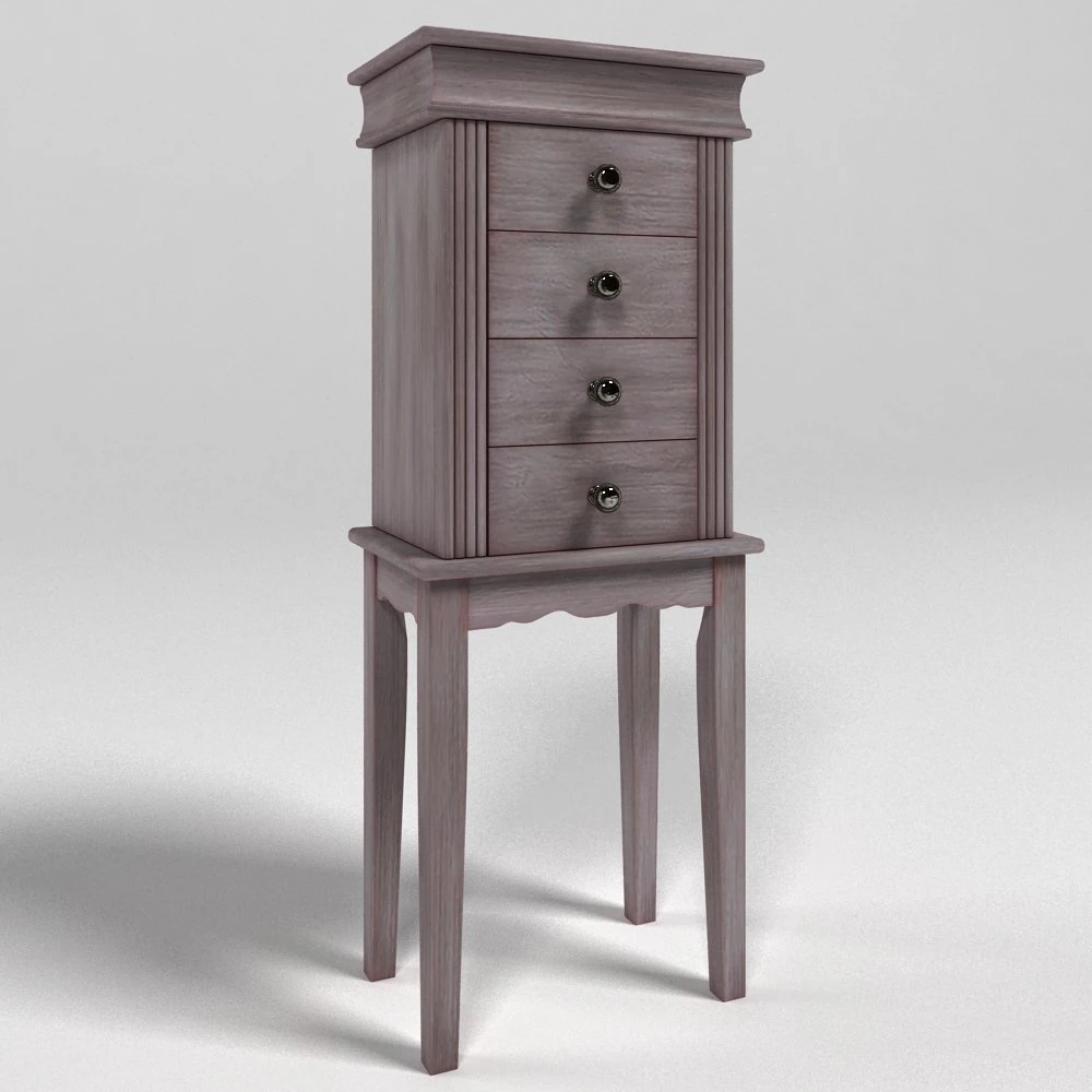 linda jewelry armoire in gray 3D Model .c4d .max .obj .3ds .fbx .stl .blend 