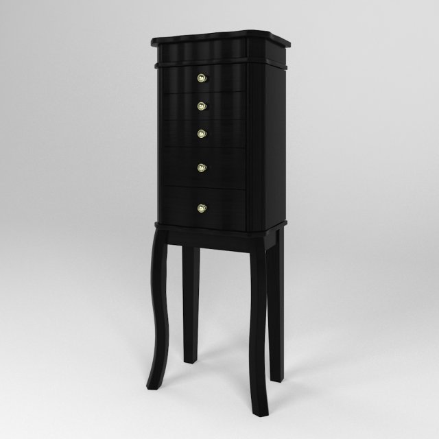 paige jewelry armoire in black 3D मॉडल .c4d .max .obj .3ds .fbx .stl .blend 