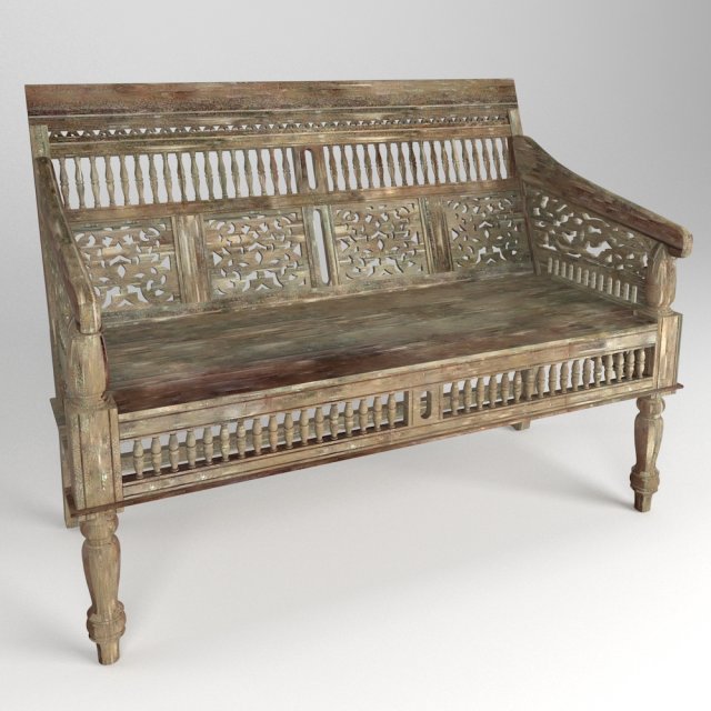 maharaja hand-carved settee in sunblasted white 3D 모델 .c4d .max .obj .3ds .fbx .stl .blend 