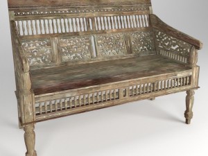 maharaja hand-carved settee in sunblasted white 3D 모델