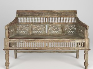 maharaja hand-carved settee in sunblasted white 3D 모델