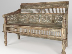 maharaja hand-carved settee in sunblasted white 3D 모델