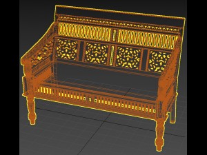 maharaja hand-carved settee in sunblasted white 3D 모델