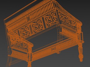 maharaja hand-carved settee in sunblasted white 3D 모델