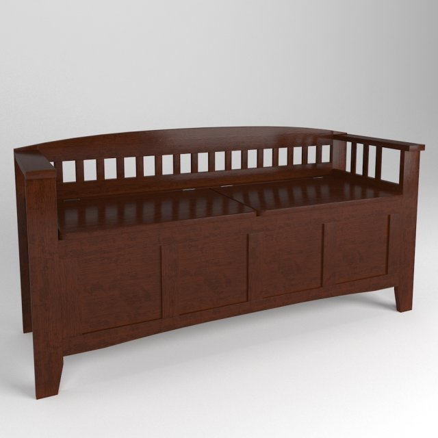walnut storage bench with split seat Modello 3D .c4d .max .obj .3ds .fbx .stl .blend 