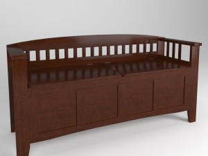 walnut storage bench with split seat Modelo 3D