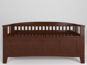walnut storage bench with split seat Modello 3D