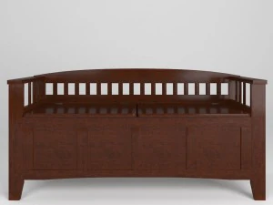 walnut storage bench with split seat 3D Model