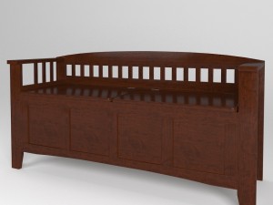 walnut storage bench with split seat Modello 3D