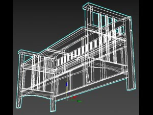 walnut storage bench with split seat 3D Model