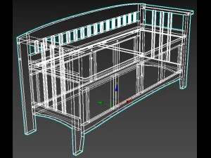 walnut storage bench with split seat 3D Model