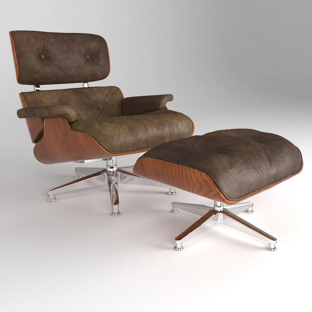 charles eames brown puff armchair 3D Model .c4d .max .obj .3ds .fbx .stl .blend