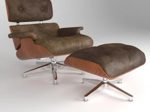 sill&oacute;n puff marr&oacute;n charles eames Modelo 3D