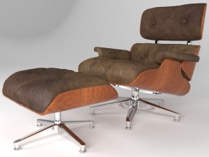 charles eames brown puff armchair 3D 模型
