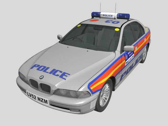 bmw 540 police 3D Model .c4d .max .obj .3ds .fbx .stl .blend