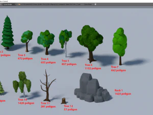 Low-poly trees 3D Model