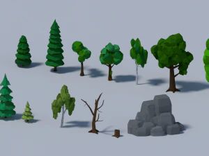 Low-poly trees 3D Model