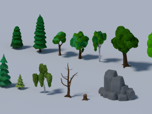 Low-poly trees 3D Model