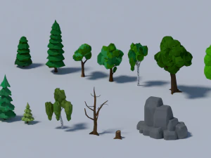 Low-poly trees 3D Model