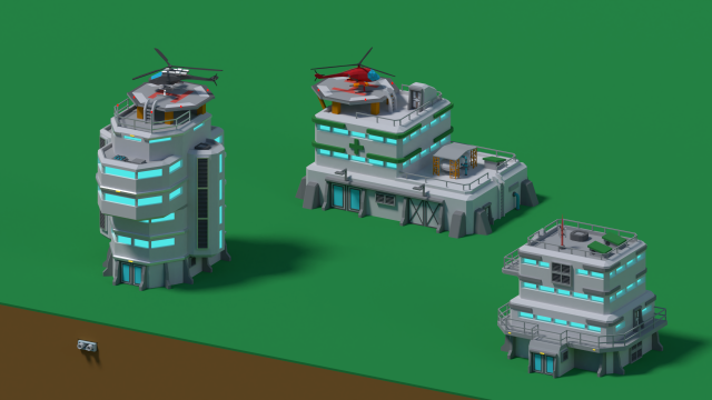 Sci-fi building 3D Model .c4d .max .obj .3ds .fbx .stl .blend 