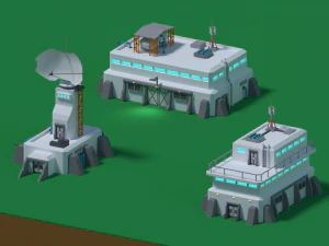 विज्ञान-फाई इमारतें 3D मॉडल