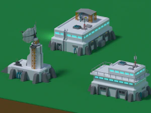 Sci-fi buildings 3D Model