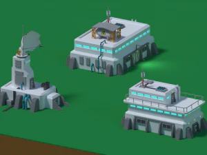 Sci-fi buildings 3D Model