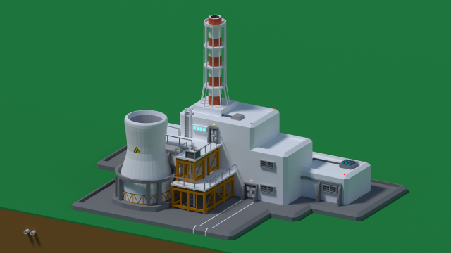 Nuclear station 3D Model .c4d .max .obj .3ds .fbx .stl .blend 
