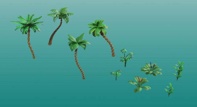Tropical plants 3D Model .c4d .max .obj .3ds .fbx .stl .blend 