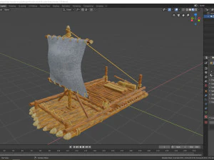 Wooden boat 3D Model