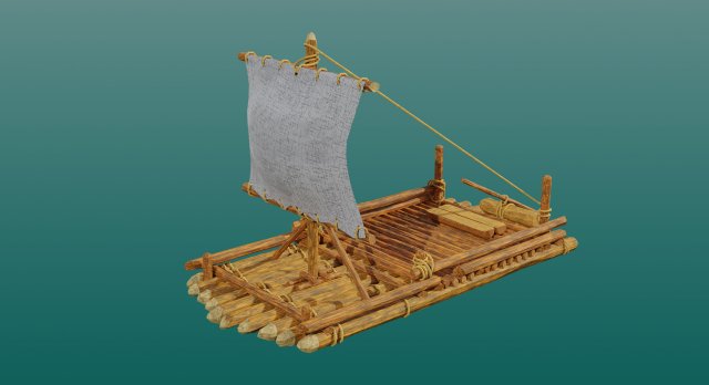 Wooden boat 3D Model .c4d .max .obj .3ds .fbx .stl .blend 