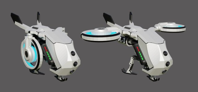 Sci-fi dron 3D Model .c4d .max .obj .3ds .fbx .stl .blend 