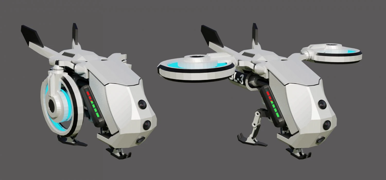 Sci-fi dron 3D Model .c4d .max .obj .3ds .fbx .stl .blend