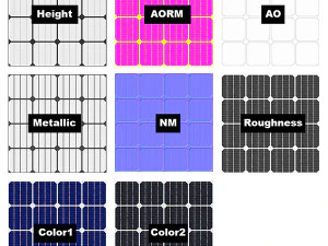 Monocrystalline solar panel CG Textures