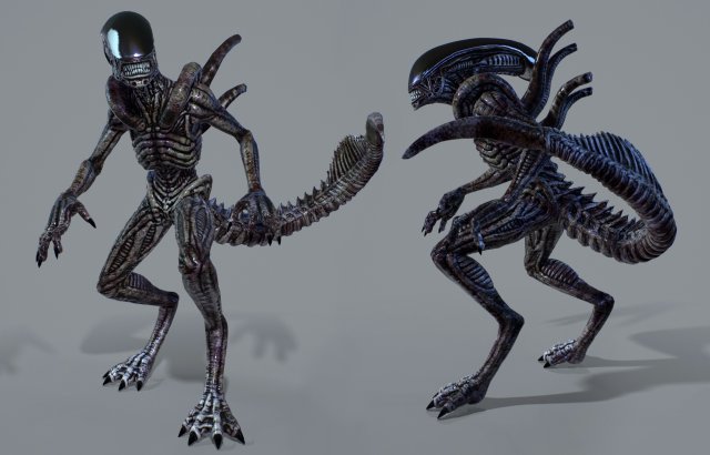 alien xenomorph vr - ar - low-poly 3D-Modell .c4d .max .obj .3ds .fbx .stl .blend 