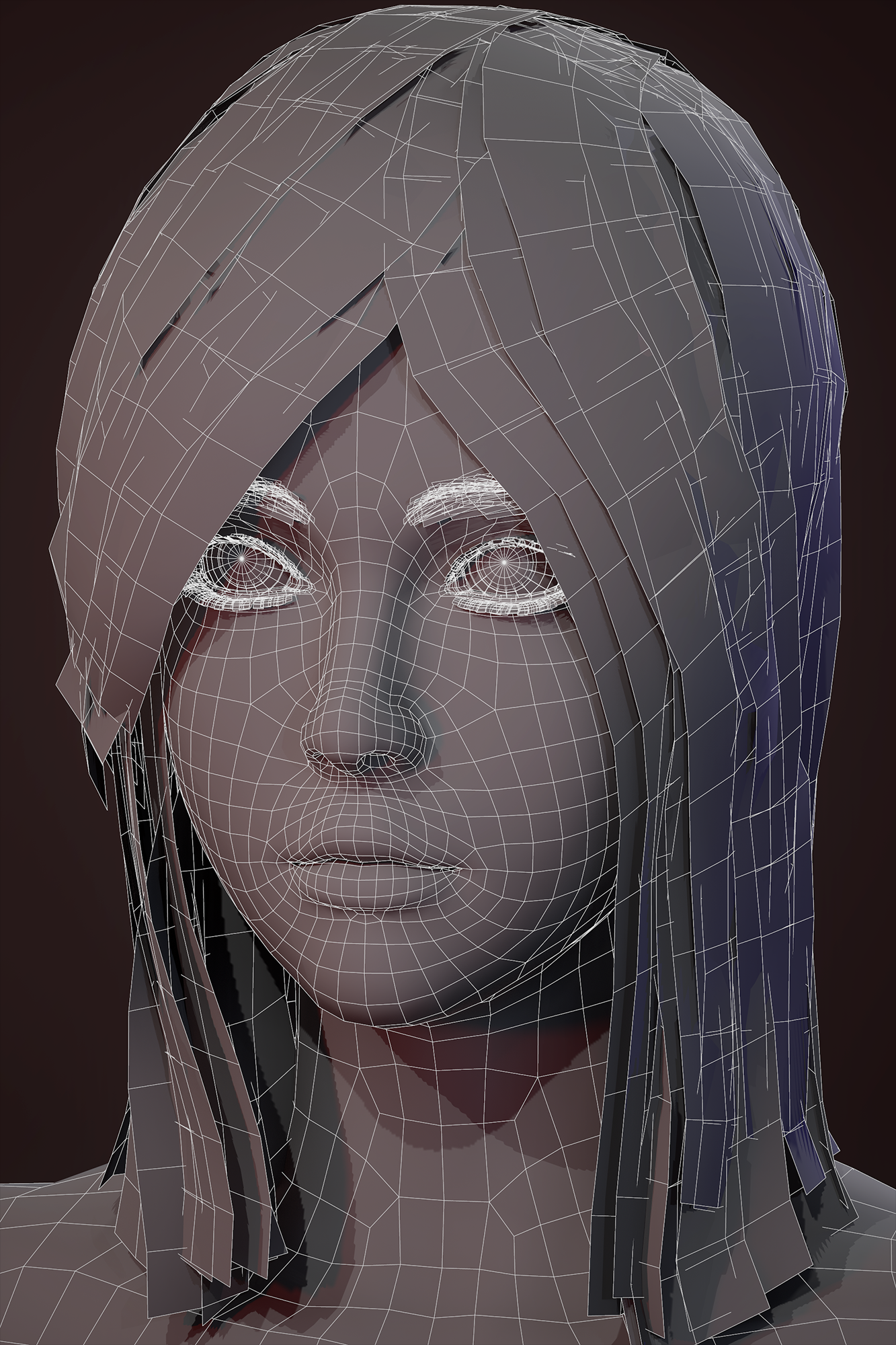 3D model Anime Hair VR / AR / low-poly