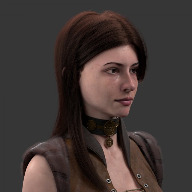 bust girl medieval Model 3D .c4d .max .obj .3ds .fbx .stl .blend 