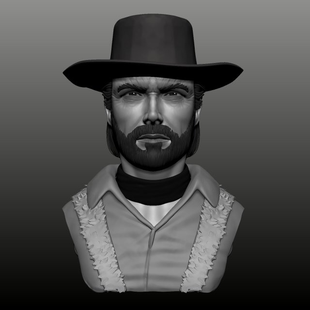 clint eastwood bust high poly zbrush Model 3D .c4d .max .obj .3ds .fbx .stl .blend 