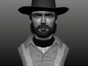 Busto di Clint Eastwood in policarbonato alto Modello 3D