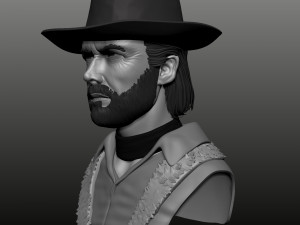 clint eastwood bust high poly zbrush Model 3D