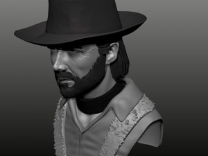 clint eastwood bust high poly zbrush Model 3D