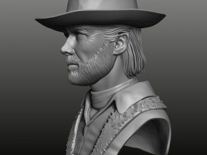 clint eastwood bust high poly zbrush Model 3D