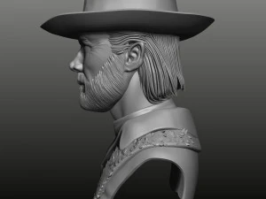 Busto di Clint Eastwood in policarbonato alto Modello 3D