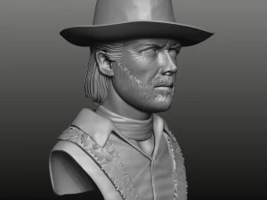 Busto di Clint Eastwood in policarbonato alto Modello 3D