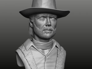 clint eastwood bust high poly zbrush Model 3D
