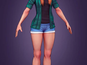 girl in shorts 01 zbrush 3D Model