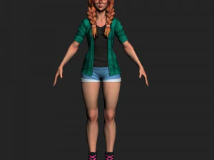 girl in shorts 01 zbrush 3D Model