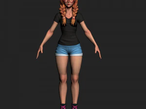 girl in shorts 01 zbrush 3D Model
